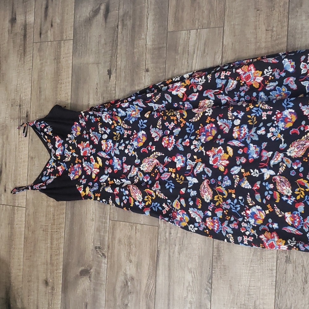 Xhilaration Maxi Dress floral Rayon Challis Jersey Inset Casual